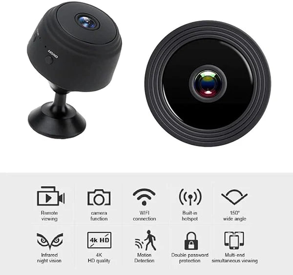 Mini Spy Camera, Wireless Remote View, Motion Detection, Built-in Battery, Magnetic Mount, Kids and Home Security