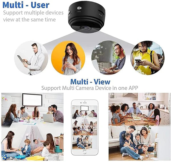 Mini Spy Camera, Wireless Remote View, Motion Detection, Built-in Battery, Magnetic Mount, Kids and Home Security